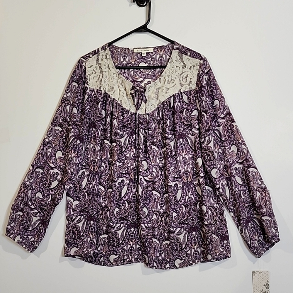 Black Rainn long sleeve peasant top NWT Size Xlarge